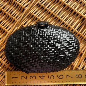 RODO Italy Black Woven Clutch Handbag
